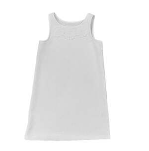 NWT Pappagallo Girls' White Rosetta Floral Accent Shift Dress -M (7/8)